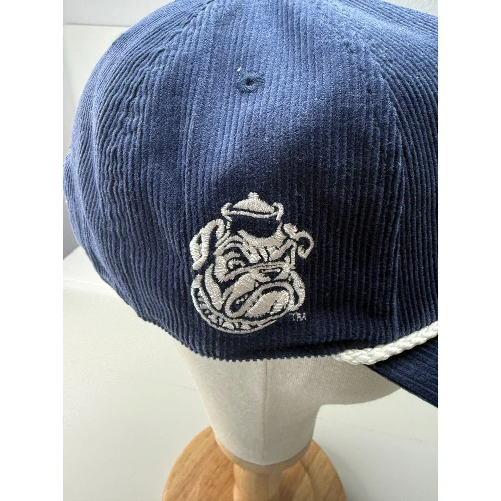 Yale University Navy‎ Blue Corduroy Rope Hat Adjustable Leather Strapback NEW